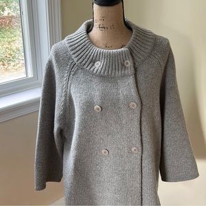 Talbots Women’s XL Gray Double Breasted Wool & Cashmere Sweater